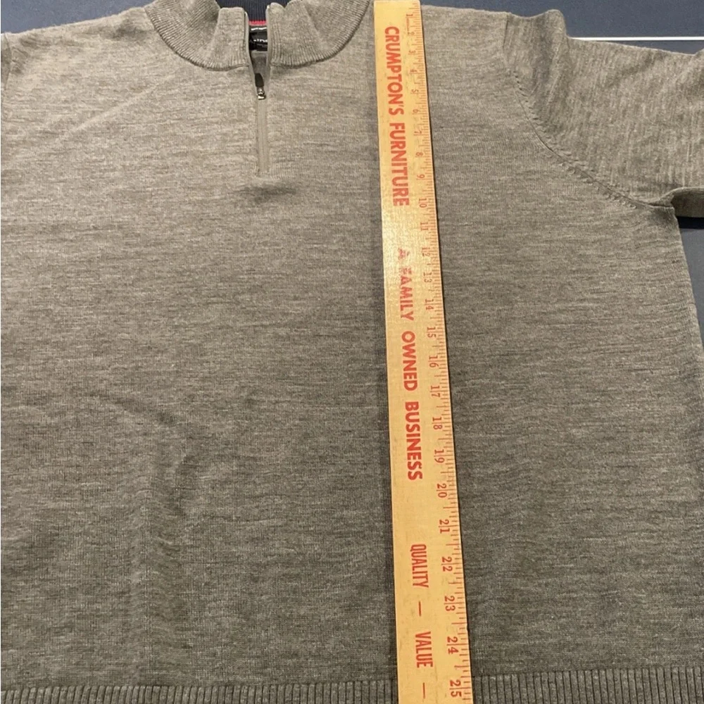 Gray quarter - Zip Men's Merino Wool Sweater - Lands End XXL (50-52)